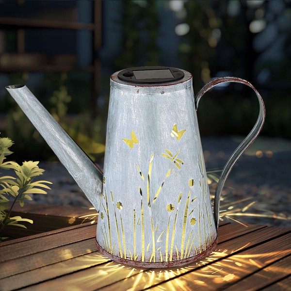 Solarlampe Gartendeko AußEnlampe Led GießKanne Blau Rost Terrassenlampe H 19 Cm-image