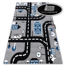 MODERN KIDS RUGS 'PETIT' City Town Streets Grey For Children Best Quality