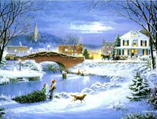 ICE SKATING AT MIDNIGHT Christmas Greeting Card w/ Envelope MG55