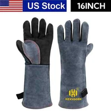 HZXVOGEN 16" Welding Gloves with Kevlar Stitching 932℉ Heat Fire Resistant Mitts