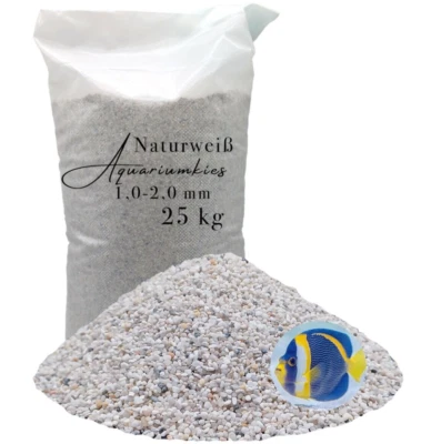 KRISTALLQUARZSAND Aquariumkies Bodengrund Aquariumsand weiß 25kg Aquariensand Aquarienkies Sand