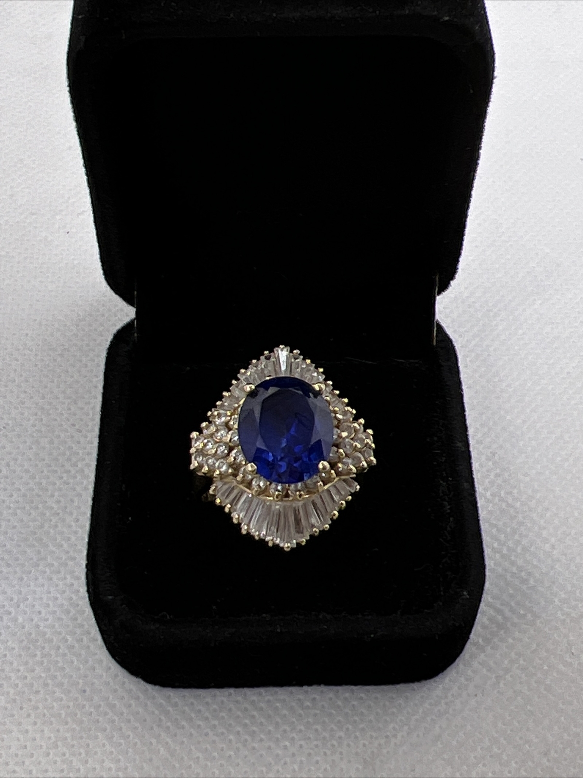 IMPRESSIVE Solid 14K Yellow Gold Created Sapphire… - image 11