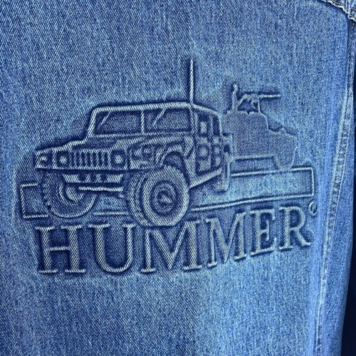 VTG Hummer Denim Jacket Men's SZ S Embossed Back Logo S AM General Y2K Trucker - Picture 2 of 13