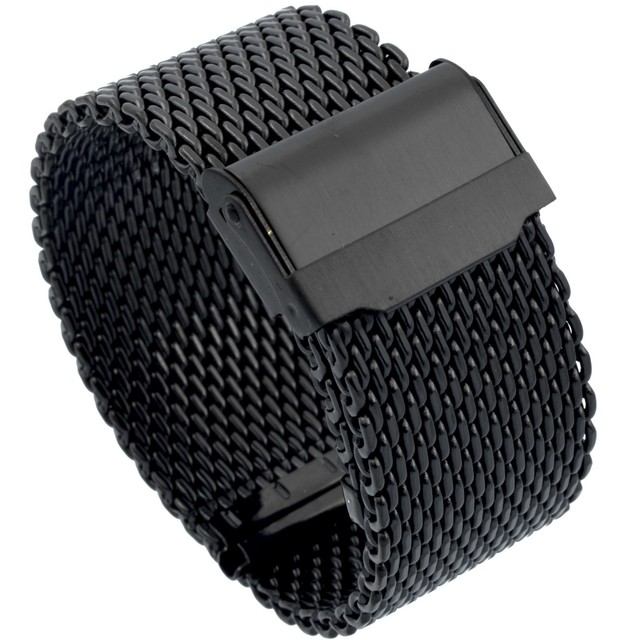 22mm Stainless Steel Mesh Milanese Watch Band Bracelet Color Black PVD eBay