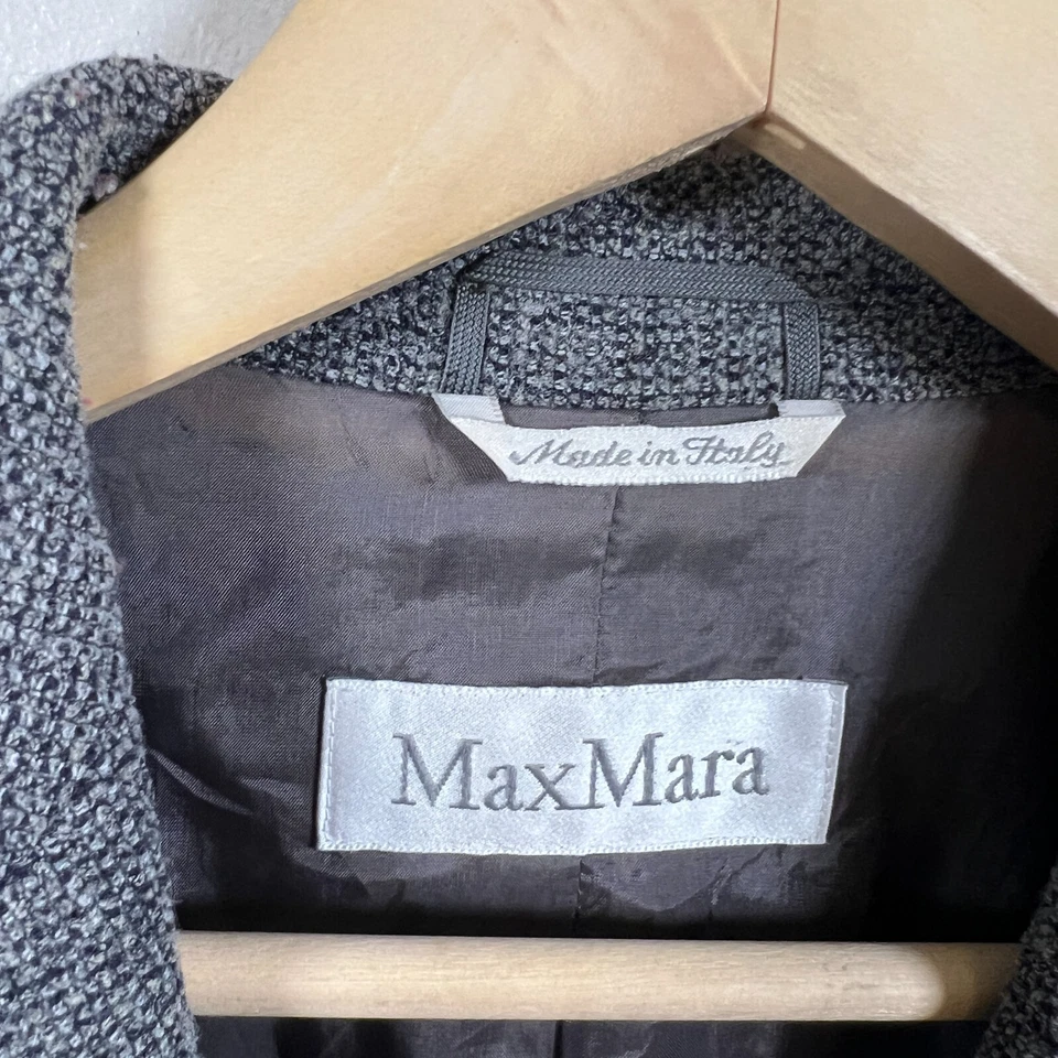 Винтажный Max Mara Blazer куртка размер 8 серый синий шерстяная смесь карьера профессиональная работа - Изображение 3 из 4