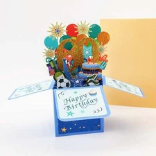 Happy 60th Birthday Surprise Box - Pop Up Birthday Greeting Card with Envelope