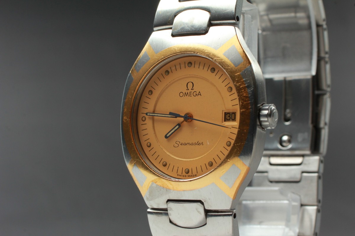 ◆◆OMEGA◆オメガシーマスター/ポラリス/象嵌/SS/YG◆◆ Exc+5* OMEGA Seamaster Polaris Date Gold Dial SS K18YG