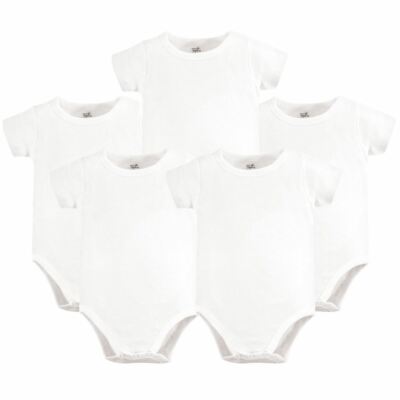 Touched By Nature Organic Cotton Bodysuit, 5-Pack, White