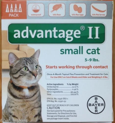 Advantage II / 2 9 Flea Drop Medicine for Cats 4 Pack 4 Month Supply NEW