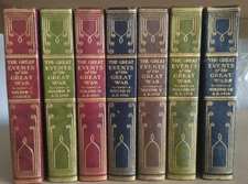 Vtg The Great Events of the Great War WWI 1923 Complete 7 Vol. History Book Set
