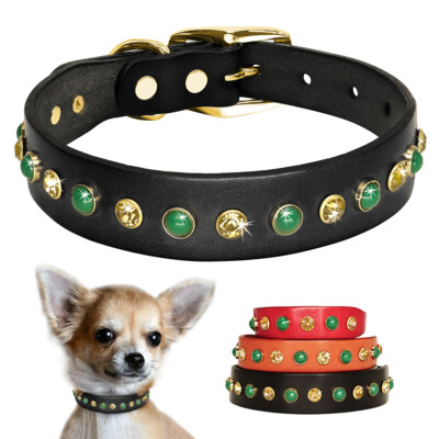 Hundehalsband Strass Halsband Luxus Nietenhalsband XS/S/M fr Chihuahua  Yorkie | eBay.de
