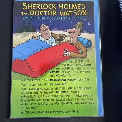 Sherlock Holmes & Doctor Watson Campingausflug? Lustige Humor Hanson weiße Karte