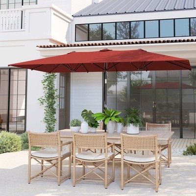 Outsunny Sonnenschirm, 150 x 295cm Gartenschirm, Verstellbar Doppelsonnenschirm