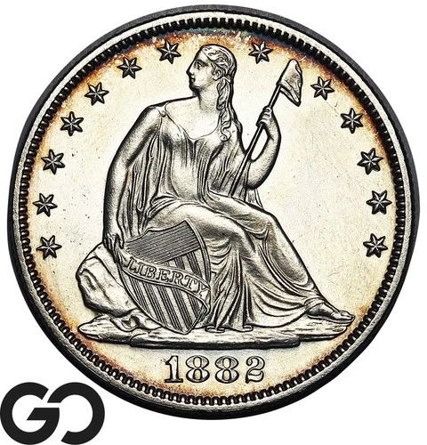 1882 Seated Liberty Half Dollar, PROOF, Solid Gem PR++, Just 1100 Minted, RARE