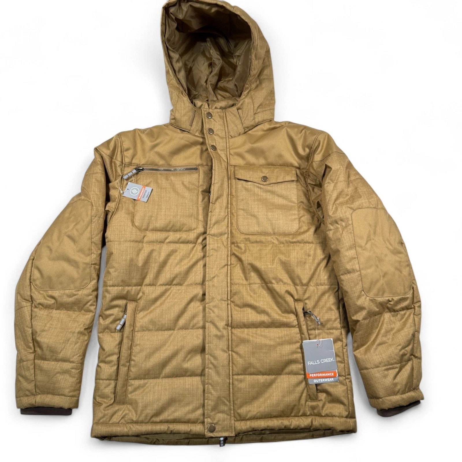Falls Creek Performance Jacket Mens Medium NWT Insulated Jacket Hood Beige
Opens in a new window or