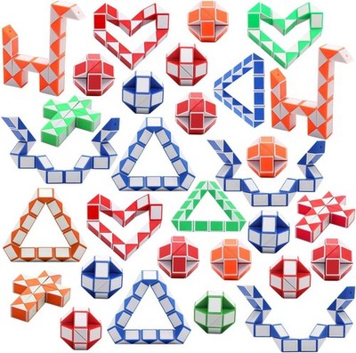 30 Pack 24 Blocks Magic Speed Cubes, Mini Snake Cube, Mini Plastic Puzzle Cube T