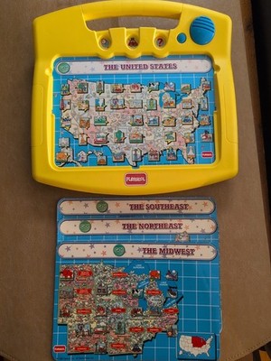 1996 Playskool Explore N Play U.S.A. Interactive Map Rare Works Great!! Hasbro