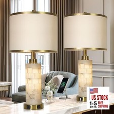 27" Alabaster Table Lamps Set of 2, Lamps for Living Room Golden Colored-1