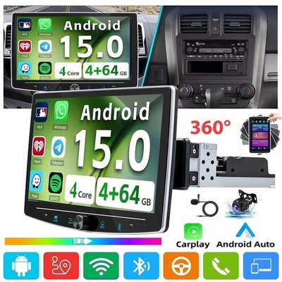 4+64GB Android 15 Apple Carplay Autoradio GPS Navi 1 DIN 360° Drehbar Bildschirm