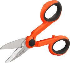 5.7 Inch Electrician Scissors with Stainless Steel Serrated Blades and Wire Cutt