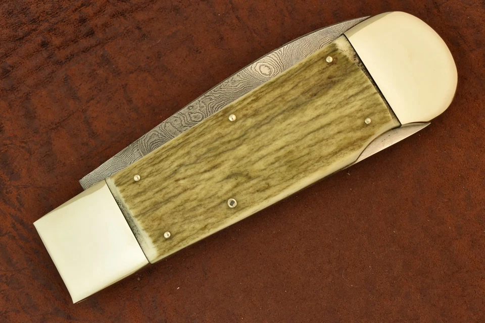 *ENORME CUCHILLO DE EXHIBICIÓN MARCA BULLDOG SOLINGEN ALEMANIA CIERVO LOCKBACK DAMASCO (26729 Foto 2 de 4