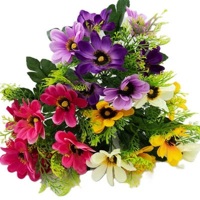 Künstliche Gerberas Strauß Set, 3 Stück, Gelb, Violett und Rot,Buschig, 794035 - Bild 1 von 4