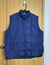 LL BEAN Mens Puffer Goose-down Vest Navy Snap Button Lightweight Outdoor XL TALL