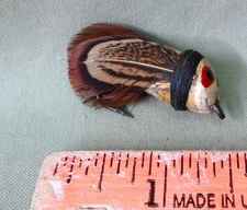 Vintage and Unique 1 1/2" Wood Body Fly Lure, Jungle Cock Feathers? Pre-1930