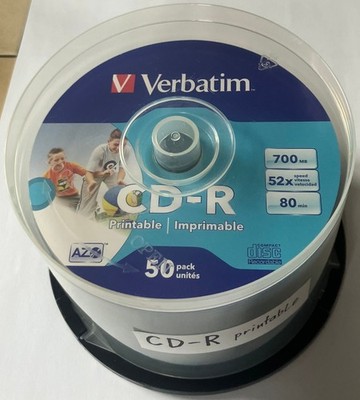 50 Verbatim CD-R 700Mb 80Min 52x Inkjet Bedruckbar wide printable 50er Shrink