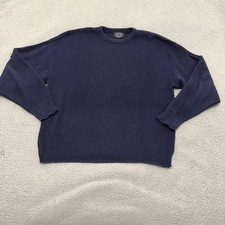 VTG Jantzen Sweater Mens XL Navy Blue Ribbed Shaker Knit Pullover USA Made
