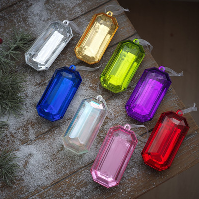 Kunststoff Schneeflocke Ornament Anhänger Quadrat Edelstein für Weihnachtsdeko