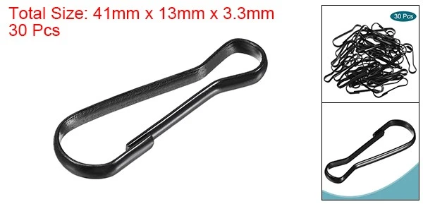 Ganchos de resorte Ganchos de clip a presión 41x13x3,3 mm Hierro galvanizado Negro 30 piezas Foto 2 de 4