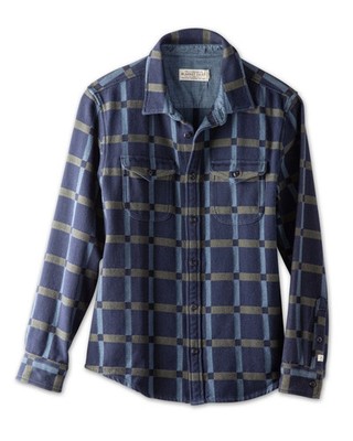 Outerknown Blanket Shirt - Indigo Sea Bridge Plaid - M MEDIUM - MSRP $168