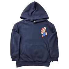 Boys Navy Blue Super Mario Pullover Hoodie Hooded Sweatshirt
