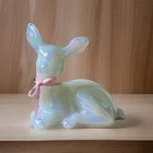 Vtg Fenton Art Glass Pearl White Opalescent Iridescent Deer Figurine Excellent