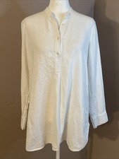 Madewell White 100% Cotton Band Collar Henley Tunic Dress Round Hem Sz XS
