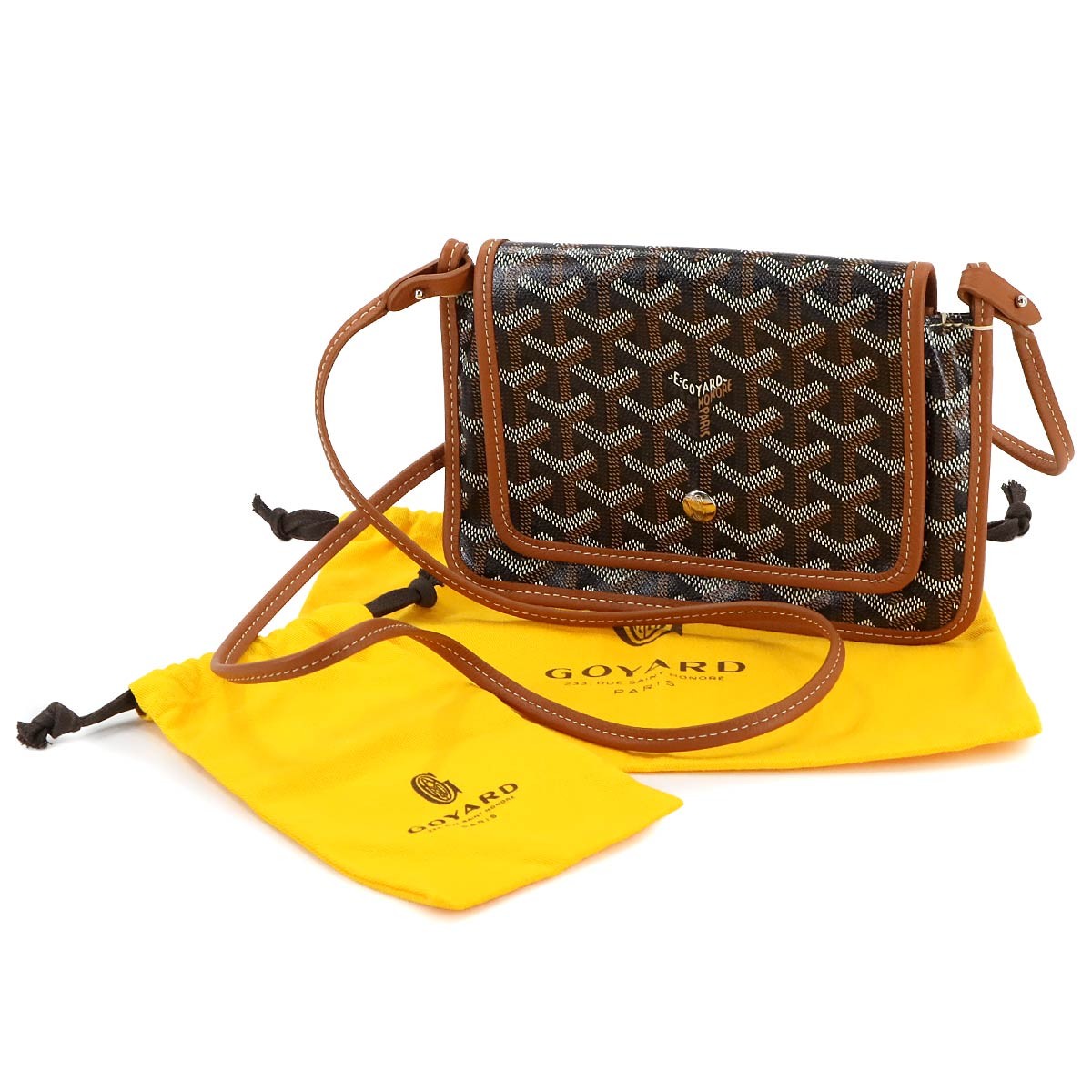 GOYARD Plumet Pocket Wallet Shoulder Bag PVC Leather Black Purse