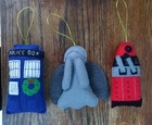Set Of 3 Handmade Dr Who felt Christmas Hanging Decorations Gift