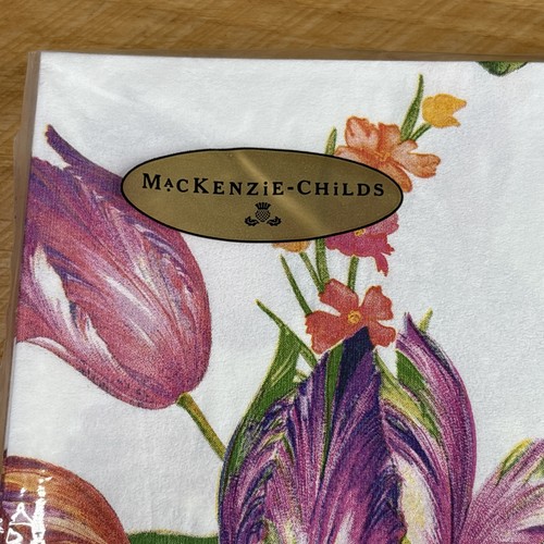 MacKenzie Childs Flower Market White Dinner Paper Napkins 20 Count NIP 8"x8" - Picture 2 of 6