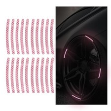 20PCS Car Wheel Stripe Reflective Stickers, Car Wheel Night Safety Light Pink