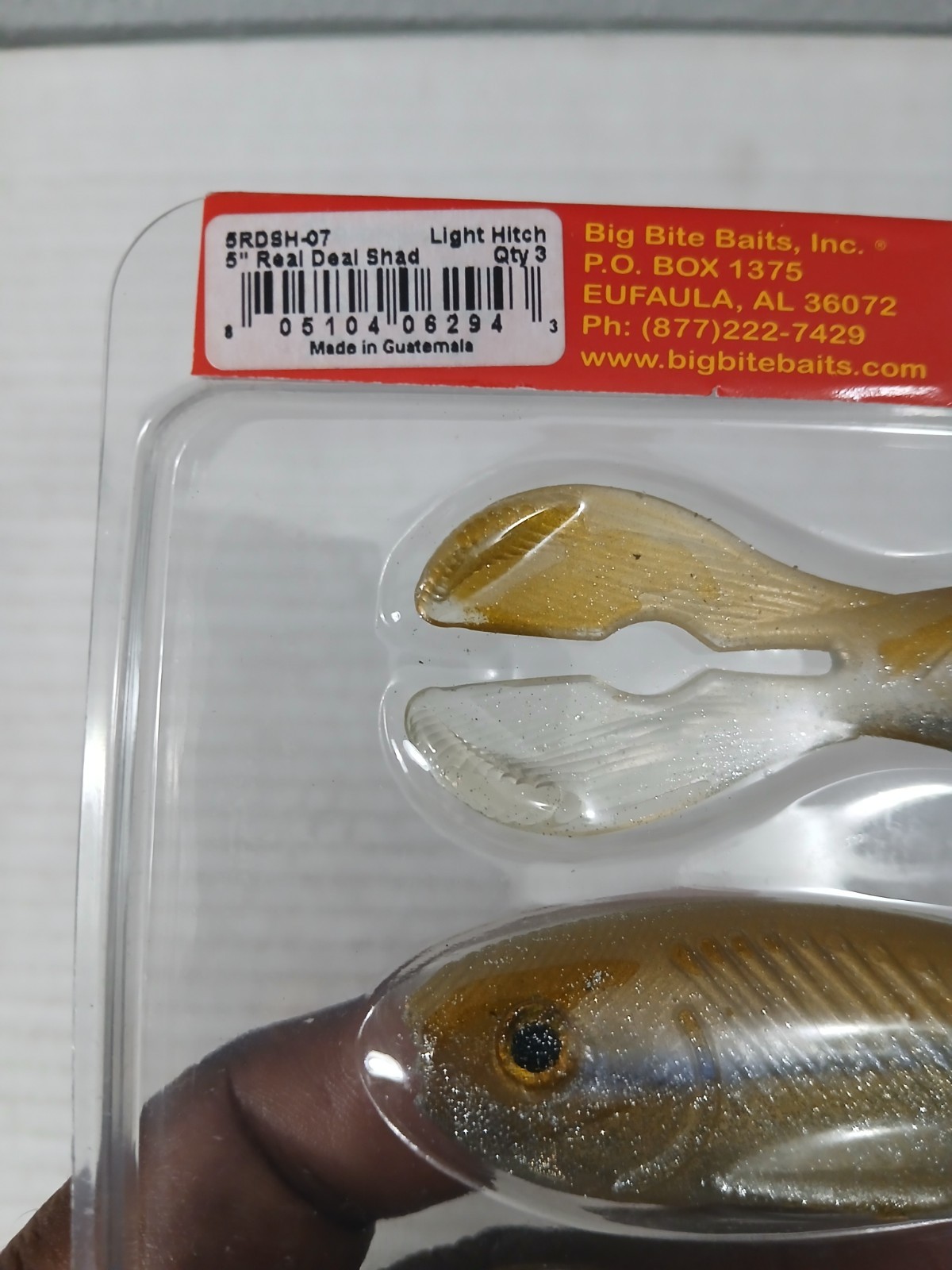 Big Bite Baits 5" Real Deal Shad 3pk Light Hitch Soft Plastic Swimbait