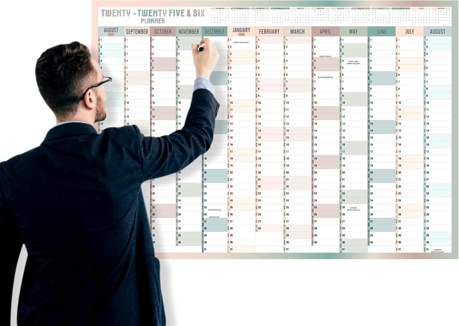 2025 2026 Academic Year Wall Planner A1 Mid Year Calendar Annual Study Chart La