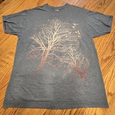 Vintage Y2K Apt. 9 Graphic Tee Shirt Blue with Bare Trees/Birds Men’s Size L EUC