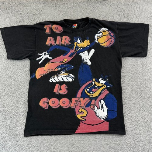Camicia Vintage Topolino Unlimited Uomo XL To Air Is Goofy anni 90 manica corta cartone animato