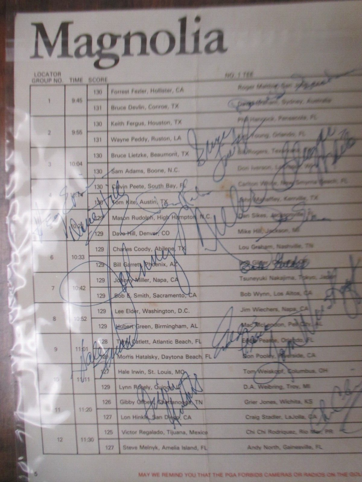 Arnold Palmer Autographed Signed , Johnny Miller, Chi Chi & over 20 PGA s-Magnolia 