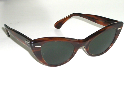 VINTAGE B\u0026L RAY BAN W0960 SHINY TORTOISE G15 GLASS LISBON CATS EYE  SUNGLASSES | eBay