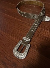 Nocona Belt N4427644 Crystal Horse Brown Leather Buckle Belt,