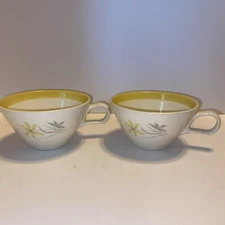 Lindale Century Service Yellow Flower Teacup Cup Set Of 2
