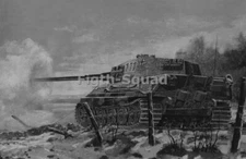 WW2 Picture Photo WW2 German Tiger II Winter Camo Firing Picture BW 5731