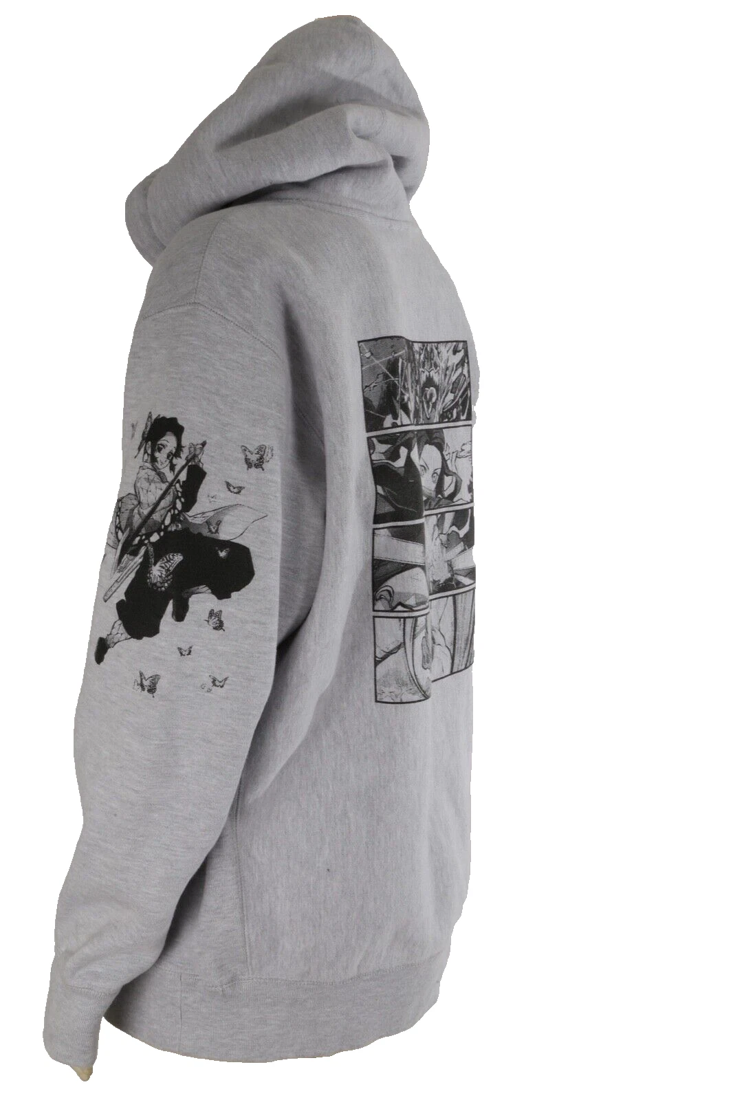 Independent Sweatshirt Hoodie Gray Fleece Lined Anime Print Street Style Size M